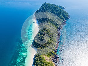 Aerial view of beautiful Burn Island in Myanmar