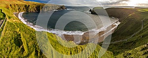 Aerial view of the beautiful coast at Malin Beg in County Donegal, Ireland