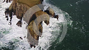 Aerial view of the beautiful coast at Malin Beg looking in County Donegal, Ireland.