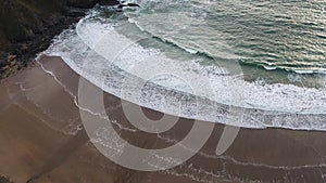 Aerial view of the beautiful coast at Malin Beg looking in County Donegal, Ireland.