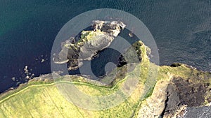 Aerial view of the beautiful coast at Malin Beg with Slieve League in the background in County Donegal - Ireland