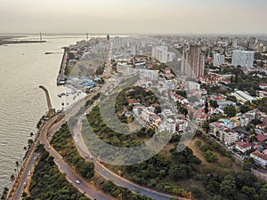 Aerial view of beautiful coast of Maputo, Costa do Sol, Mozambique