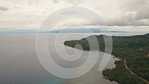 Aerial view beautiful coastline on the tropical island. Camiguin island Philippines.