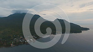 Aerial view beautiful coastline on the tropical island. Camiguin island Philippines.