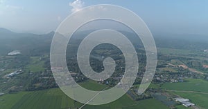 Aerial view of beautiful fields with river in Chiang Rai area