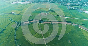 Aerial view of beautiful fields with river in Chiang Rai area