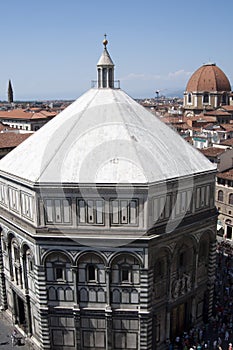 Aerial view of beautiful Florence Baptistery devoted to St John