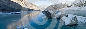 Aerial view of beautiful frozen glacier