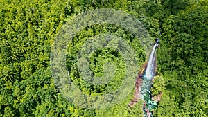 Beautiful Gitgit waterfall in the rainforest