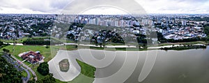 Aerial view of beautiful and green Parque Barigui in Curitiba, Brazil photo