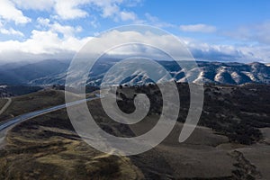 Aerial View of Beautiful Hilly Landscape in California