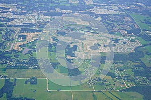 Aerial view of beautiful house and community in Florida