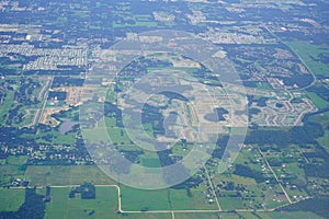 Aerial view of beautiful house and community in Florida