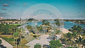 Aerial view of beautiful Jupiter Dubois Park from drone point of view, Florida