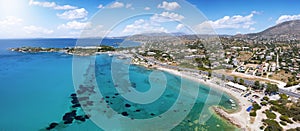 Aerial view of the beautiful Kiteza beach at Lagonisi, south of Athens