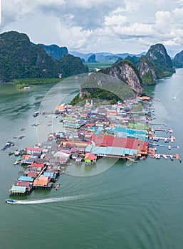 Aerial view of the beautiful Ko Panyee Island, Thailand