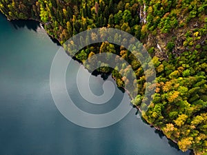 Aerial view of beautiful lake Ritsa