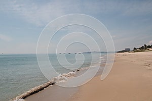 Aerial view of beautiful landscape, tourism boats, and people swimming on the sea, Vietnam. Travel concept