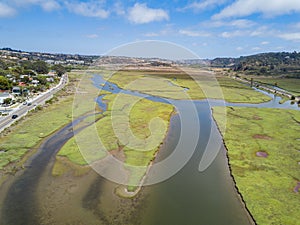 Aerial view of the beautiful Los Penasquitos Lagoon wetland