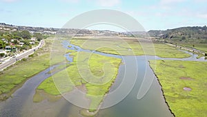 Aerial view of the beautiful Los Penasquitos Lagoon wetland