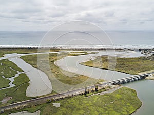 Aerial view of the beautiful Los Penasquitos Lagoon wetland