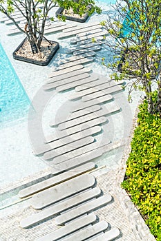 Aerial view of Beautiful luxury hotel swimming pool resort