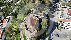 aerial view of the beautiful Mediterranean village of Mijas on the Costa del Sol of Malaga, Spain.