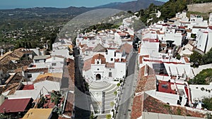 aerial view of the beautiful Mediterranean village of Mijas on the Costa del Sol of Malaga, Spain.