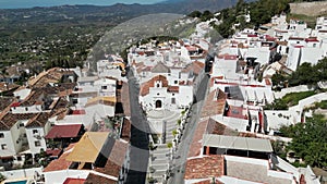 aerial view of the beautiful Mediterranean village of Mijas on the Costa del Sol of Malaga, Spain.