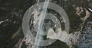 Aerial view of beautiful mountain road in Teriberka
