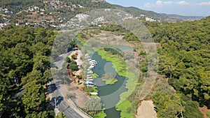An aerial view of beautiful Mugla Ortaca Sarigerme