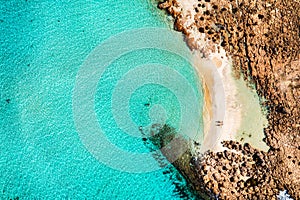 Aerial view of beautiful Nissi beach in Ayia Napa, Cyprus. Nissi beach in Ayia Napa famous tourist beach in Cyprus. A view of a photo