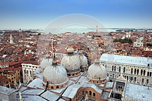 Aerial view of beautiful old roof in venice city