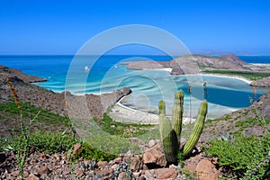 Aerial view of the beautiful Playa Balandra Sea of Cortes Mexico photo