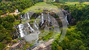 Aerial view for beautiful Pongour waterfall in Vietnam.