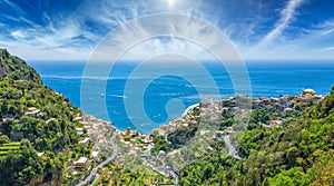 Aerial view of beautiful Positano on Amalfi Coast in Campania, Italy