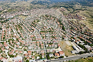 Aerial view of beautiful private houses on town