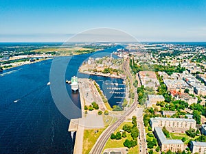 Aerial view of beautiful Riga city in Latvia with an amazing view