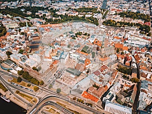 Aerial view of beautiful Riga city in Latvia with an amazing view