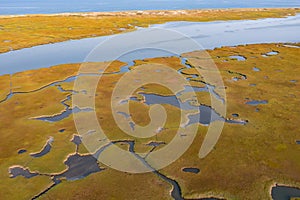 Aerial View of Beautiful Salt Marsh on Cape Cod