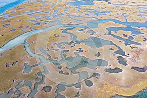 Aerial View of Beautiful Salt Marsh in New England