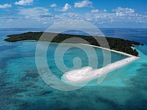 Aerial View Beautiful Small Island named Bui in Maluku