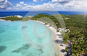 Aerial view of the beautiful Stingray Beach at the north of Long Island