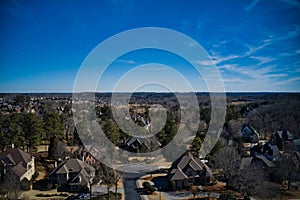 Aerial view of a beautiful suburbs of USA taken by a drone