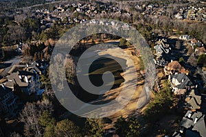 Aerial view of a beautiful suburbs of USA taken by a drone
