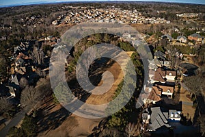 Aerial view of a beautiful suburbs of USA taken by a drone