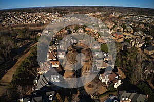 Aerial view of a beautiful suburbs of USA taken by a drone