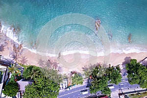 Aerial view of beautiful sunny day Seashore at Kalim beach near Patong beach in Phuket Thailand Amazing sea landscape High angle