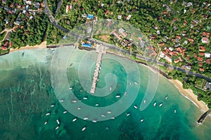 View of beautiful tropical coastline and fisherman village