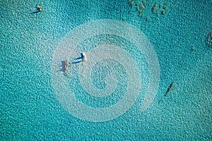 Aerial view of beautiful tropical Elafonissi Beach with pink sand. View of a nice tropical Elafonissi beach from the air.